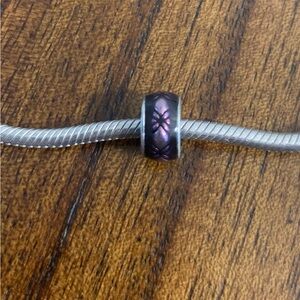 Elegant Purple and Silver Pandora Charm Bead